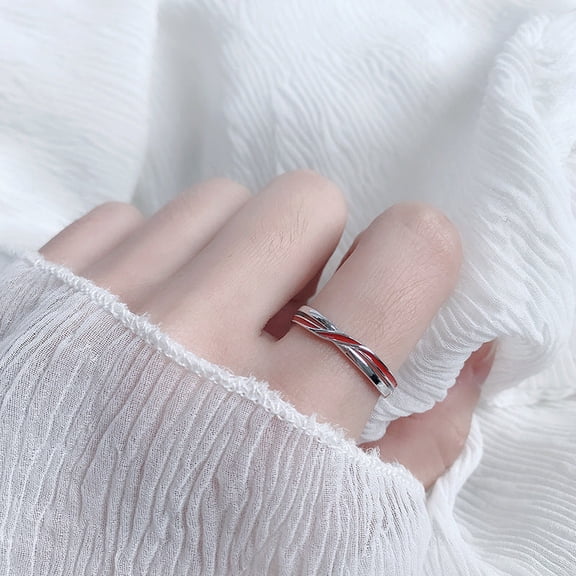 Red Line Couple Ring A Pair Of Students Simple And Light Luxury Long Distance Relationship Couple Rings