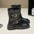 thumbnail image 4 of Black Women'S Thick Sole Boots With Buckle Detail And Round Toe For Everyday Style, 4 of 9