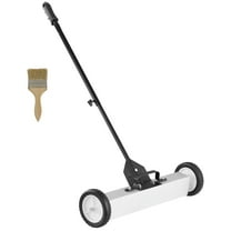 KFFKFF 50Lbs Mobile Magnetic Collector with Wheels, Push-Style Magnetic Debris Collector, 24-inch Broad Magnetic Lawn Collector with Extendable Handle, Simplified Cleaning of Workshop Garage Yard