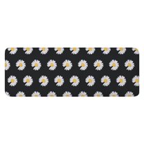 Black Daisy Flower White Blooms Pattern Kitchen Rug Mat,Kitchen Runner Rugs Non Skid Washable,Decorative Kitchen Floor Mats for Kitchen,Sink,Laundry,17"x47.2"