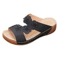 thumbnail image 2 of IUJSOY Womens Wedge Orthotic Sandals Arch Support Bohemia Hollow Out Slides Summer Slippers, 2 of 8