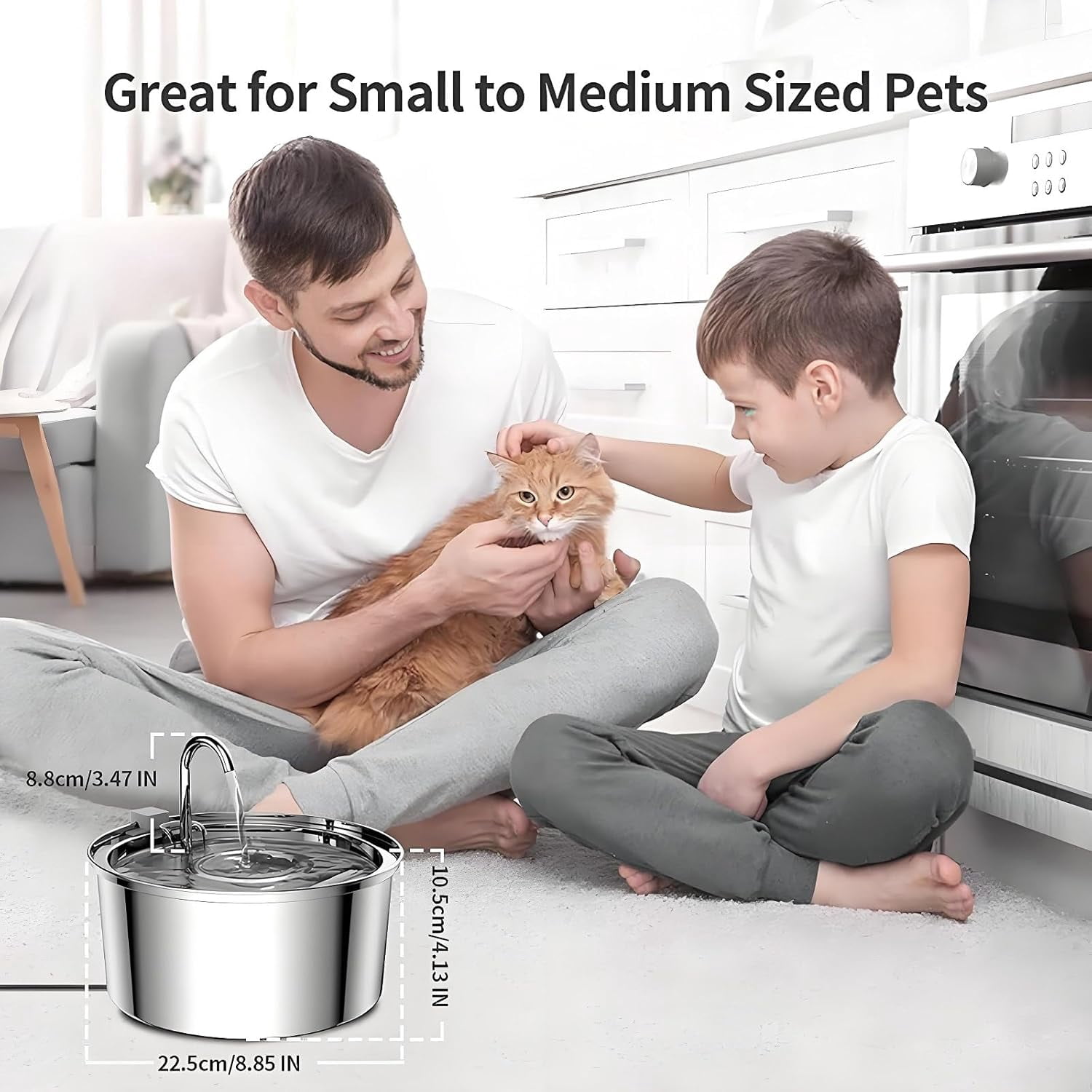 Pawquench Automatic Pet Water Fountain, 2025 Self Cleaning Dog Water Fountain, Stainless Steel Pet Water Dispenser with Filter and Pump for Cats & Dogs