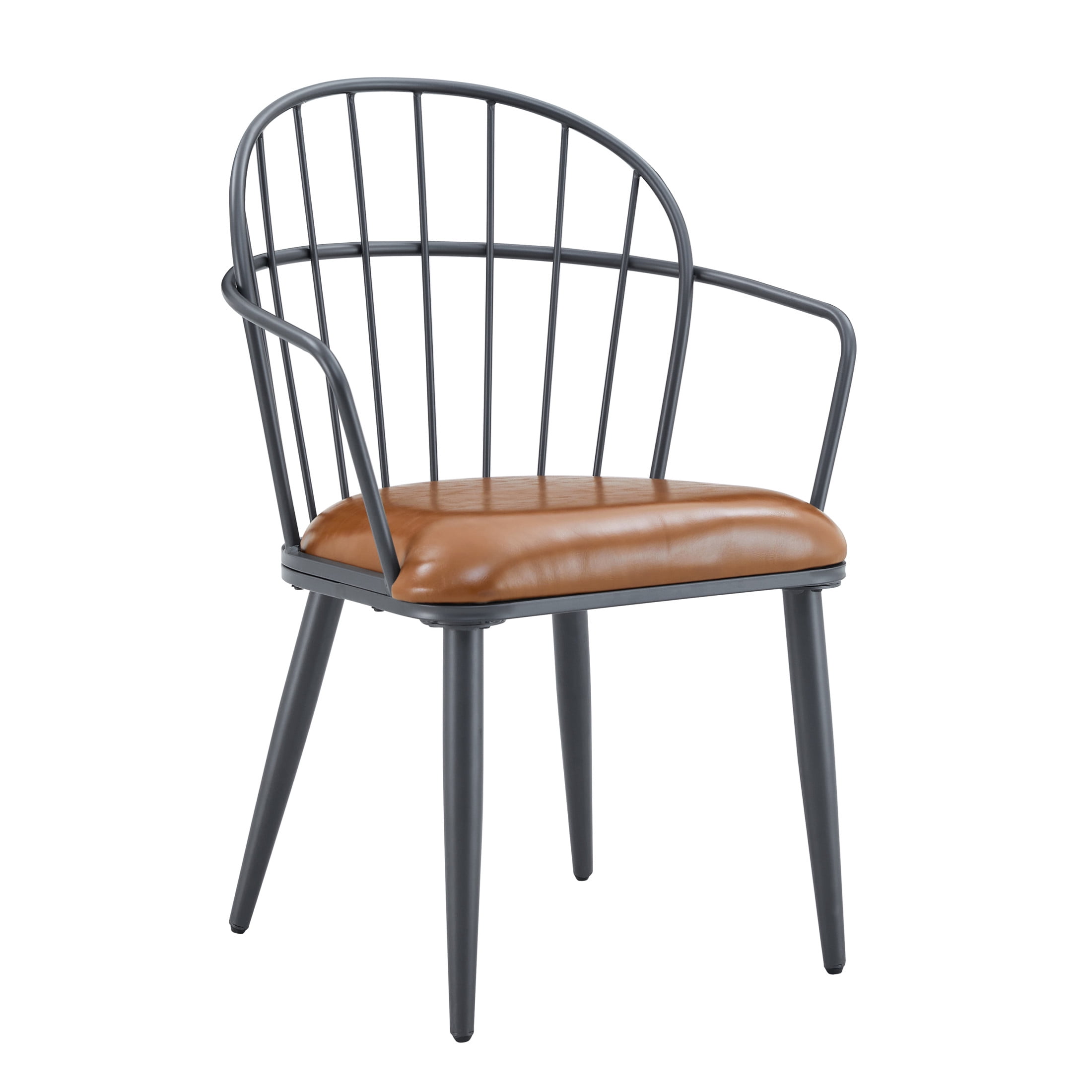 Christopher Knight Home Faux Leather Dining Chairs with Metal Legs, Arched Back, Brown, Set of 6