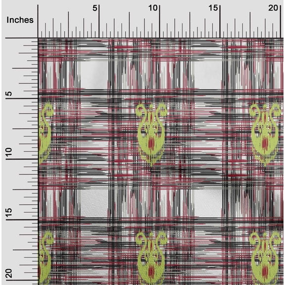 oneOone Organic Cotton Voile Fabric Swirl & Check Ikat Print Fabric By Yard 42 Inch Wide