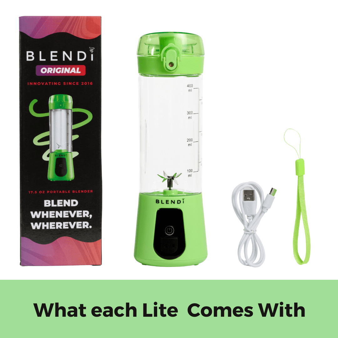 BLENDi Lite Portable Blender 17oz – Rechargeable Smoothie Maker for Travel, Gym & Office – Powerful, Leakproof & Clump-Free Blending – Green