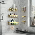 thumbnail image 4 of Veken Adhesive Shower Caddy 6-Pack,Gifts for Women Mom,Heavy Weight Bearing,Large Wall Mounted Bathroom Shelves Rack,Organizer Storage Accessories with Soap Dish&Toothbrush Holder,Bright Gold, 4 of 8