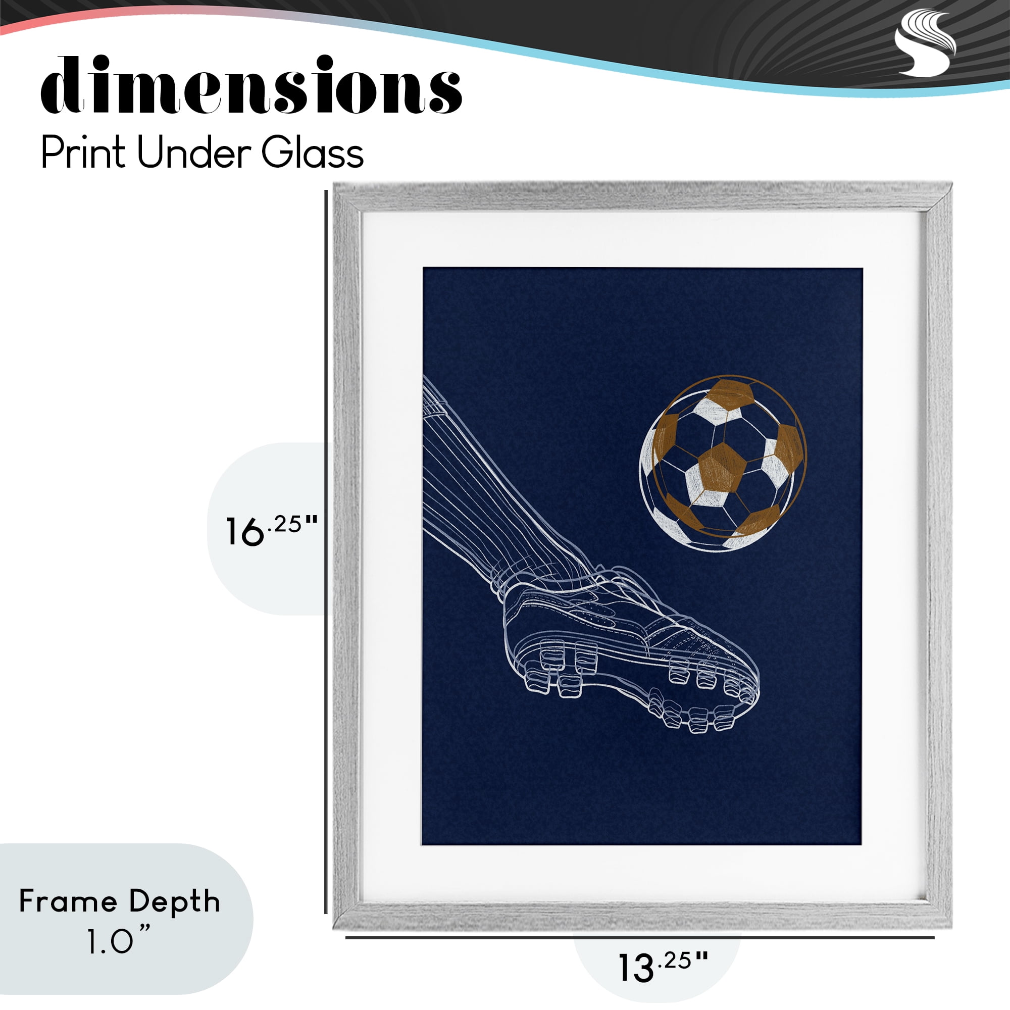 Stupell Industries Soccer Lines Contour Gray Framed Print Under Glass, design by Marcus Prime