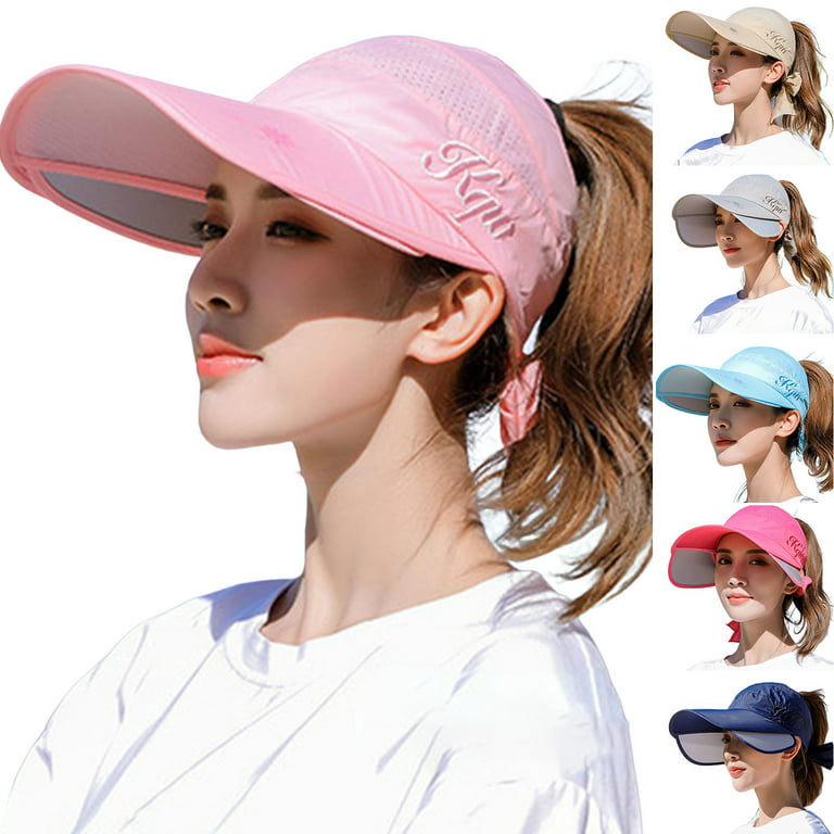 Wide Brim Visor Hat for Women Golf Visor Cap Sun Protection Hat for Beach Garden Tennis Running Sunshade Hat, Women's, Size: One size, Beige