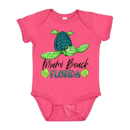 

Inktastic Miami Beach Florida Happy Sea Turtle Gift Baby Boy or Baby Girl Bodysuit