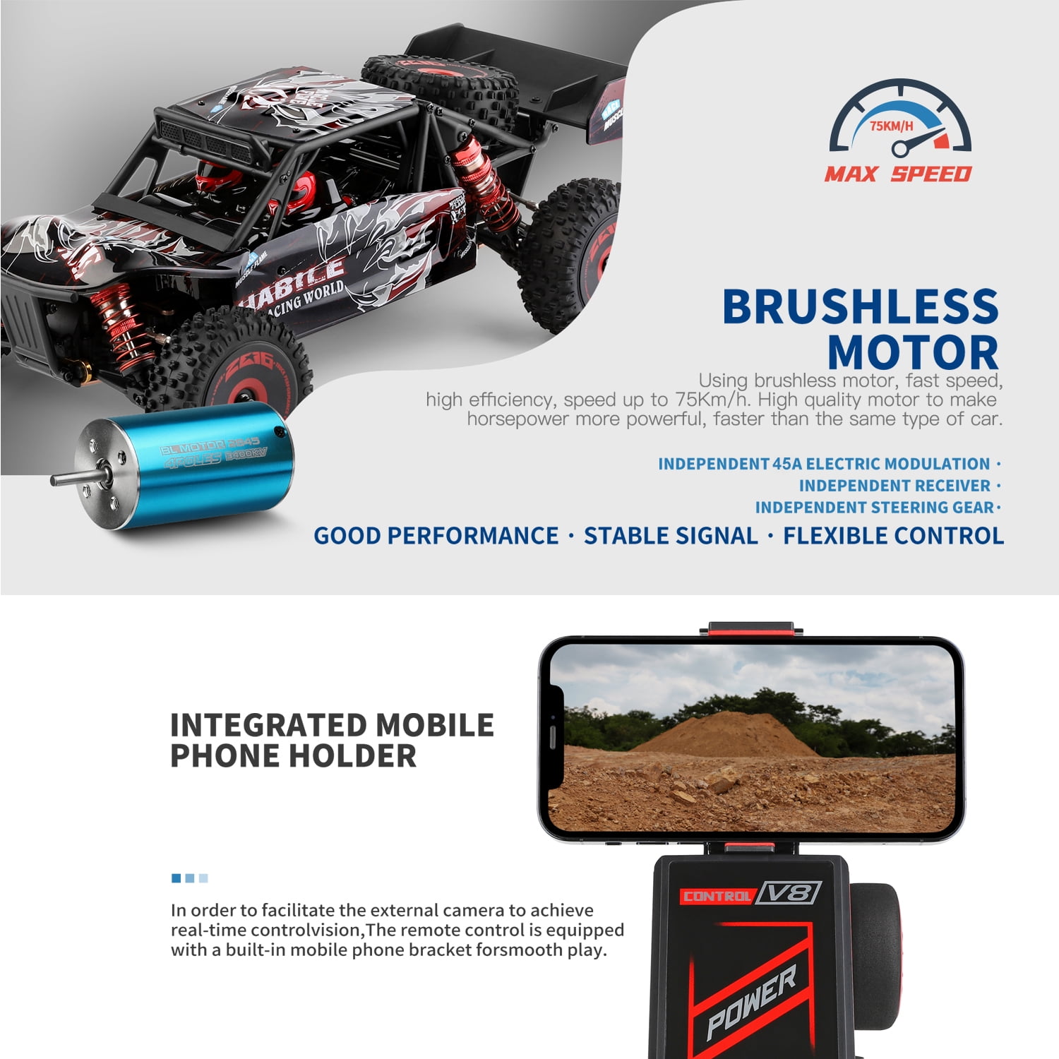 WLtoys 124016 Brushless RC Car 75 KM/H 2.4G 4WD Electric High Speed Off-Road Remote Control Drift Racing Toys For Boys with 2 Batteries