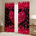 thumbnail image 2 of jejeloiu Romantic Loves Pattern Black Out Curtains,Western Valentine Day Curtains Pack of 2 (42x63 Each),Red Flowers Floral Bedroom Curtains For Girls Kids,Luxury Bedroom Decor, 2 of 6