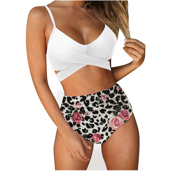 VerPetridure Women's Floral Print Bikini Set High Waisted Swimsuits Tummy Control Two Piece Bathing Suits for Women Summer Sexy Swimwear Beachwear