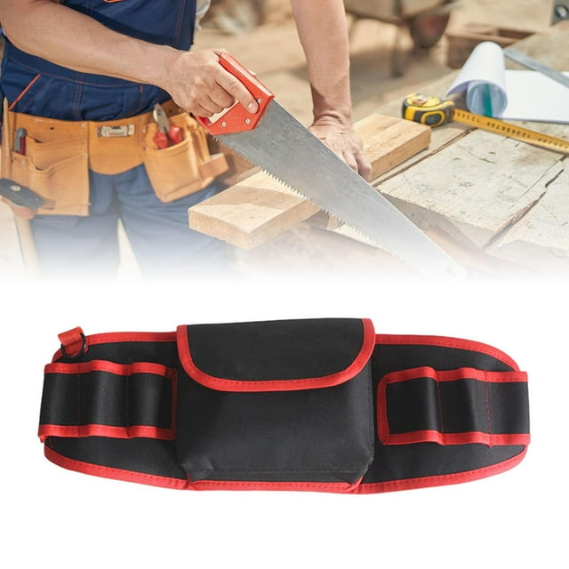 DYNWAVECA Tool Belt Utility Tool Belt Professional Electrician Tool Storage Bag Hand Tools Waist Bag Tool Bag for Construction Handyman red