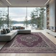 thumbnail image 2 of ODIKA 8'x10' Washable Area Rug Distressed Scroll Border Pink Mauve Boho Purple Vintage Plum Playful Expressive for Living Room, Under Sectional, Family , Durable, Non-Slip, 2 of 7