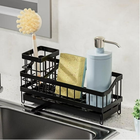 Vurmi Metal Kitchen Sink Organizer Rack with Sponge Holder