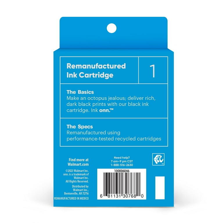 Free Shipping! Onn+ HP 63XL Remanufactured Black Ink Cartridge for