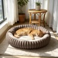 thumbnail image 3 of CSStudio Cozy Hooded Round Pet Bed, Soft Semi-Enclosed Cat Dog Bed, Double Sided Warm Calming Nest Bed for Small Medium Dogs & Cats, Anti- Winter Sleeping Cushion, 3 of 5