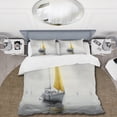 thumbnail image 2 of Designart "Boat Securely Anchored in Calm Waters III" Coastal Boat Bedding Covert Set - Traditional Yellow Coastal Bed Set With 2 Shams, 2 of 6