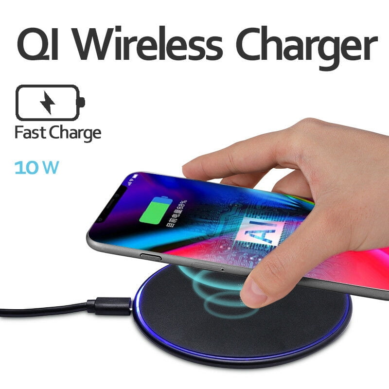 Wireless Charger Black Fast Ultra Slim 10W Wireless Charging Station Qi