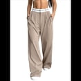thumbnail image 2 of Pantalones Anchos de Cintura Alta para Mujer, para y Otoño. Pantalones Informales de Trabajo y Negocios. Caqui S, 2 of 9