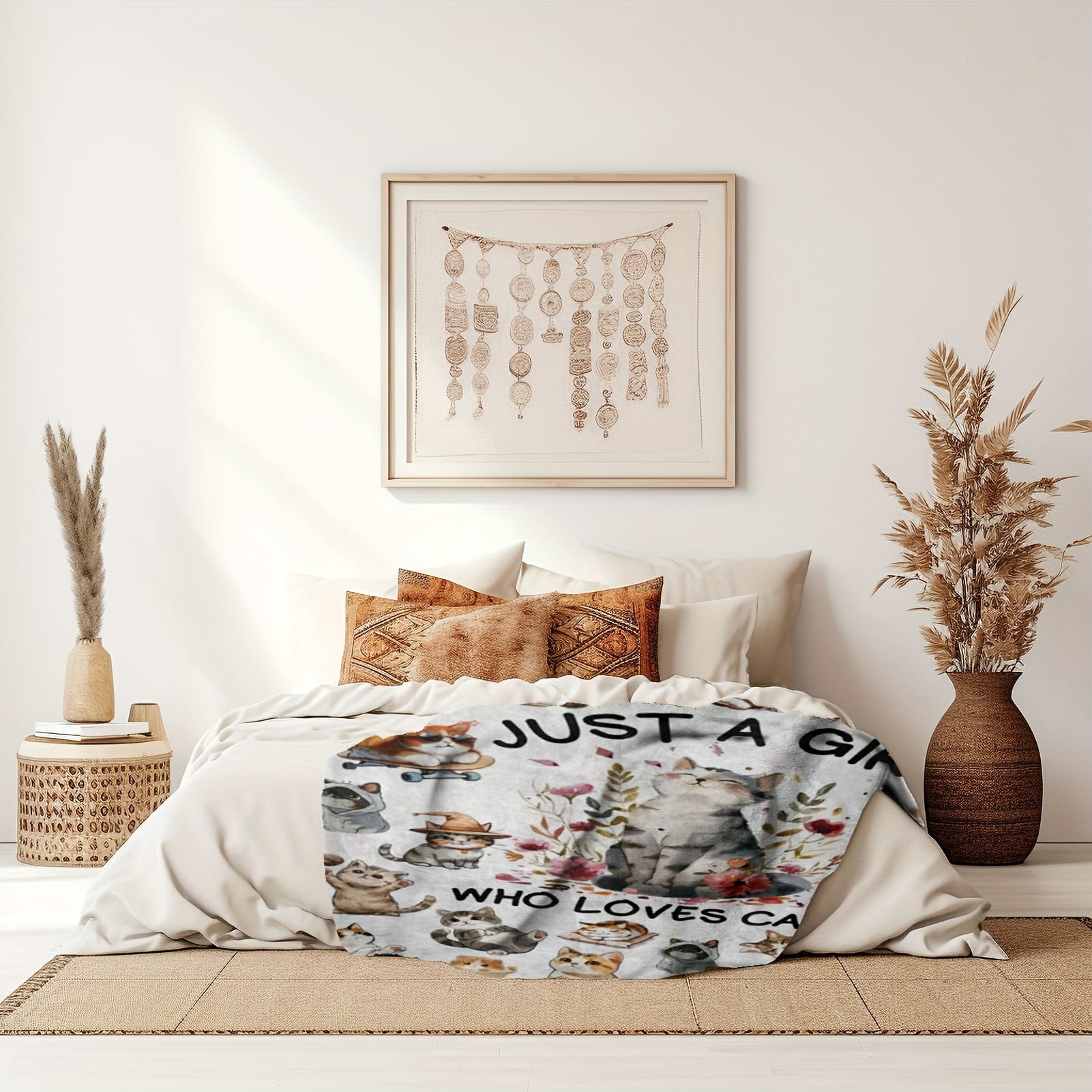 Cat Blanket, Super Soft Flannel Blanket, Just a Girl Who Loves Cat Blankets, Gifts for Cat Lovers, Comfortable Light Blanket, Soft Flannel Blanket