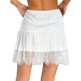 thumbnail image 2 of Kaerm Womens Vintage Skirt Eyelash Lace Embroidery Pleated Hem Extender Half Ruffled Underskirt White L, 2 of 7