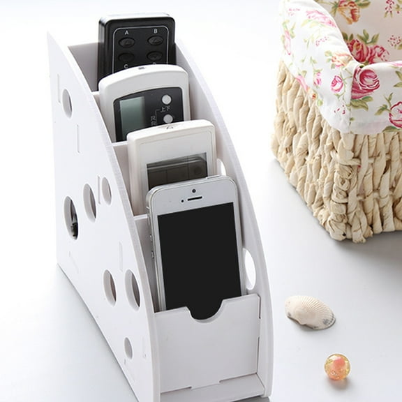 USHOBE Remote Controller Organizer White Timber Plastic Board 1Pcs 7.5X6.7X3.1in