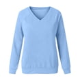 thumbnail image 4 of Long Sleeve Shirts for Women V Neck Solid Color Loose Sweatshirt Sky Blue XL, 4 of 6