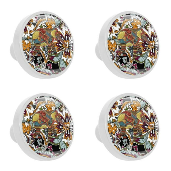 4 Pcs Elephant Knobs for Kitchen Cabinet Cupboard Dresser Bookcase Drawer Pulls Handles Round Home Decor