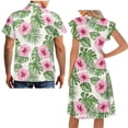 thumbnail image 4 of Yuyamidu Ocean View Matching Outfits Floral Dress for Women Casual Mens Short Sleeve Button Down Beach Dress Matching Tropical Outfits for Couples V Neck Flowy, Size 5XL, 4 of 8