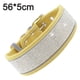 thumbnail image 2 of Collar reflexivo ajustable durable del animal doméstico del collar de perro grande del diamante artificial del cuero brillante del terciopelo, 2 of 5