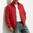 thumbnail image 4 of FRSASU Men's Lightweight Windbreaker Jacket Stand Collar Zip Side Pocket Elastic Cuff Casual office Coat Red, 4 of 7