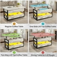 thumbnail image 4 of 40" Lift Top Coffee Table, 4 in 1 Coffee Tables with Storage for Living Room, Small Farmhouse Coffee Table with 2 Drawers & LED Light for Dining Reception Room, Rustic White, 4 of 7