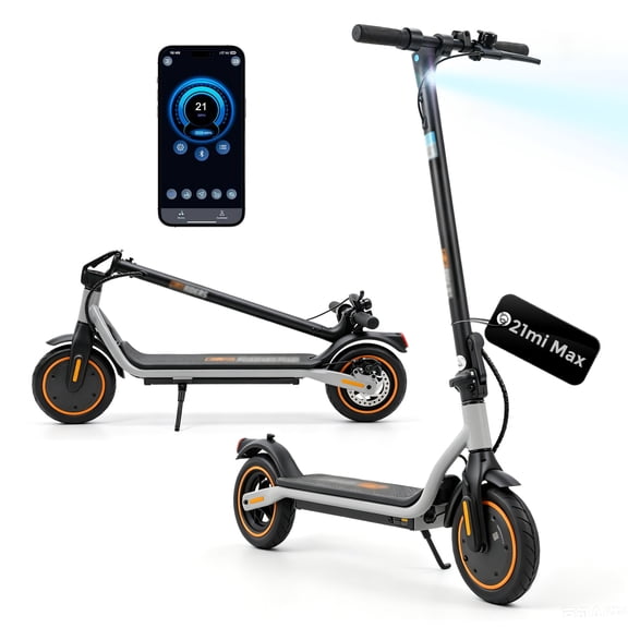 500W Peak Electric Scooter for Adults, Max 21mi Range & 21mph Speed, 8.5'' Tires & Portable Folding Design, Commuting E-Scooter Gift for Teens(Gray)