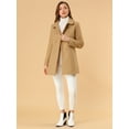 thumbnail image 3 of DARING DIVA Women's Peter Pan Collar Double Breasted Winter Trench Coat Khaki 3XL, 3 of 6