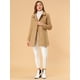 thumbnail image 3 of Abrigo Largo De Invierno Con Cuello Peter Pan Y Doble Botonadura Para Mujer Caqui M, 3 of 6