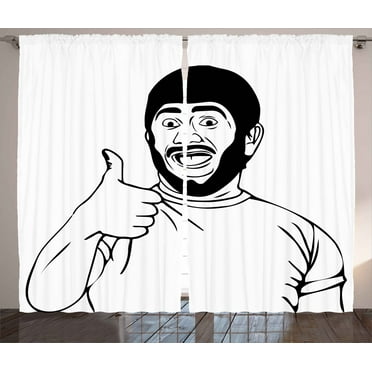 Ambesonne Humor Curtains 2 Panel Set, Nice Job Bro Thumbs, 108" x 84", Black and White