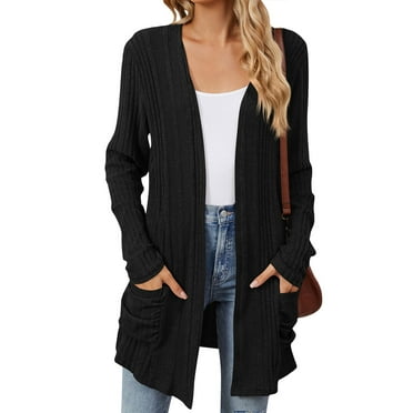 GIPQJK Womens Cardigan Sweaters Open Front Waffle Knit Sweaters Long Sleeve Plus Size Cardigan Outwear with Pockets,Beige XL