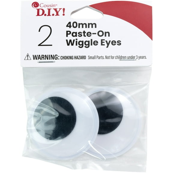 CousinDIY Paste-On Wiggle Eyes 40mm 2/Pkg-Black