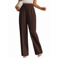 thumbnail image 2 of Women Wide Leg Pants High Waisted Business Casual Work Trousers Dressy Pants with Pockets Chestnut Color L, 2 of 10