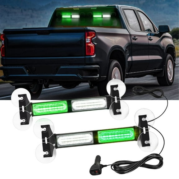 Nilight 40LED Green White Emergency Strobe Advisor Light Bar with Suction Cups Dash Safety Warning Hazard Flashing Lights Interior Front/Rear Windshield for Trucks Construction Vehicles