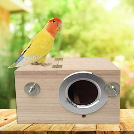 Parakeet Nest Box Bird House Budgie Wood Breeding Box for Lovebirds, Parrotlets Mating Box (4.7x4.7x7.7 inch)