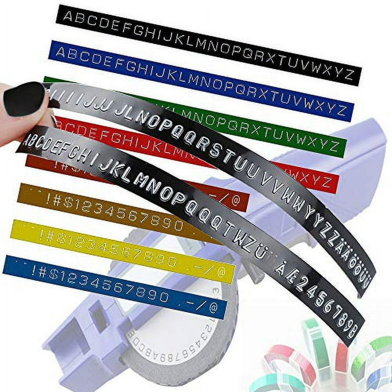 Label Maker Tape Compatible with Dymo Embossing Label Maker, 1/2''x 9.8'  Colorful 3D Plastic Office Mate II Tape Compatible with Dymo Embossing  35800 