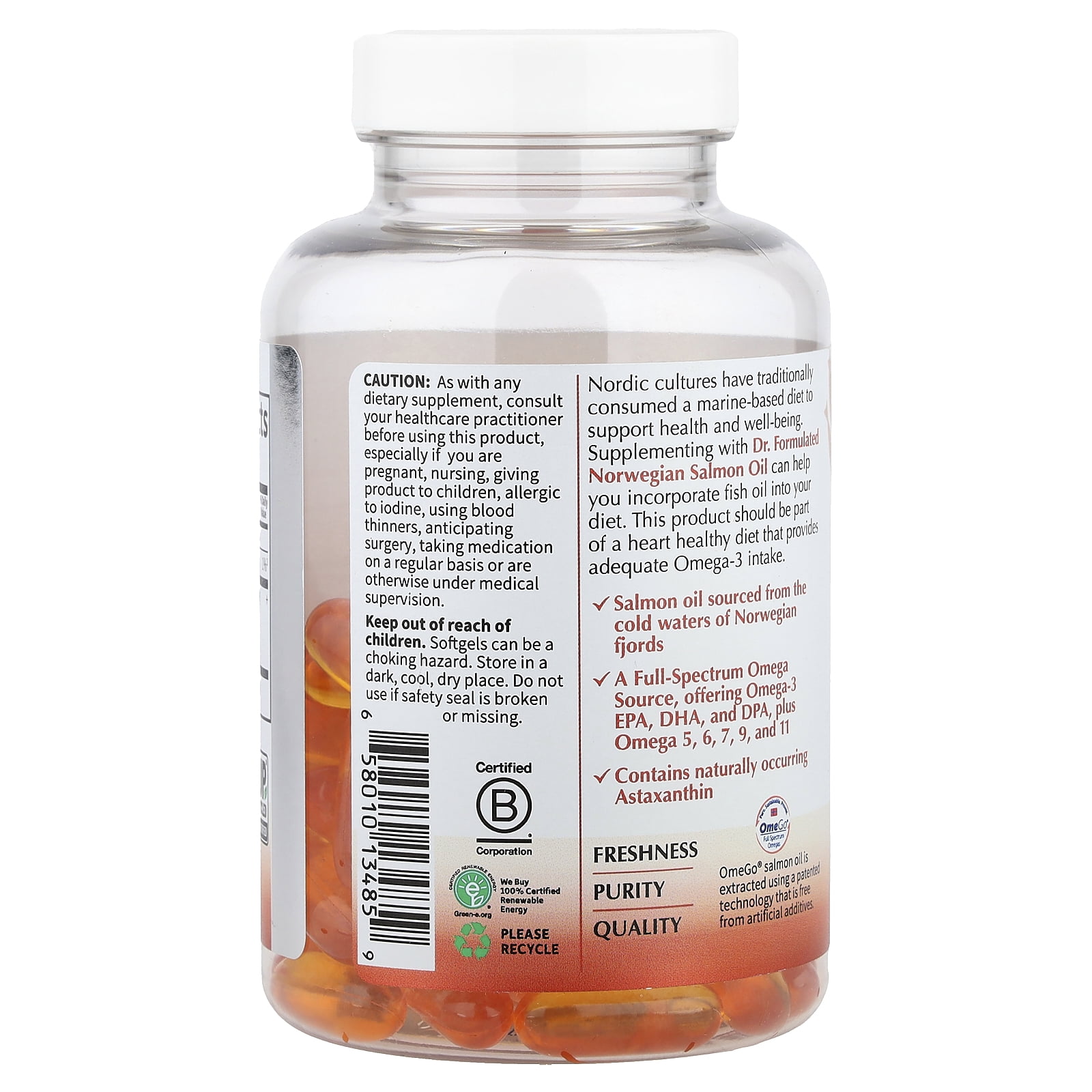 Garden of Life Norwegian Salmon Oil, 60 Softgels (1,000 mg per Softgel)
