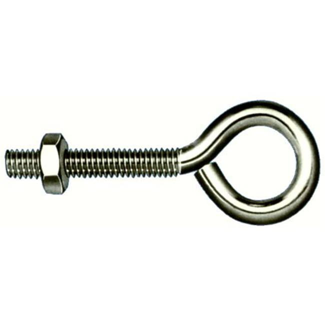10 Count .25in. X 2.63in. Stainless Steel Eye Bolts With Nuts Pack of 10
