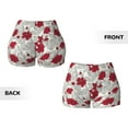 thumbnail image 5 of Xecao Leaves And Anemone Flowers In Red Grey Print Workout Shorts for Women Soft Smooth Gym Yoga Scrunch Active Tennis Workout Running Shorts, 5 of 9