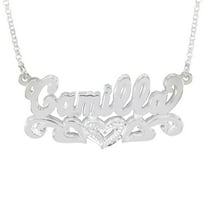 Personalized Double 3D Bling Name Necklace in Sterling Silver