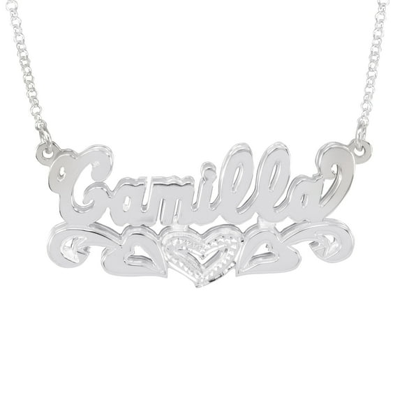 Personalized Double 3D Bling Name Necklace in Sterling Silver