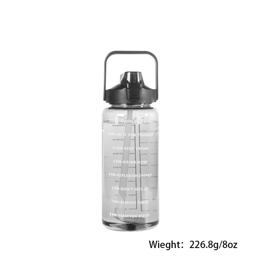 US 1-2 Pc Motivational Half Gallon/64 oz Water Bottle w/ Time Marker with straw