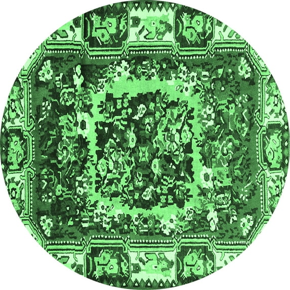 Ahgly Company Indoor Round Persian Emerald Green Traditional Area Rugs, 6' Round